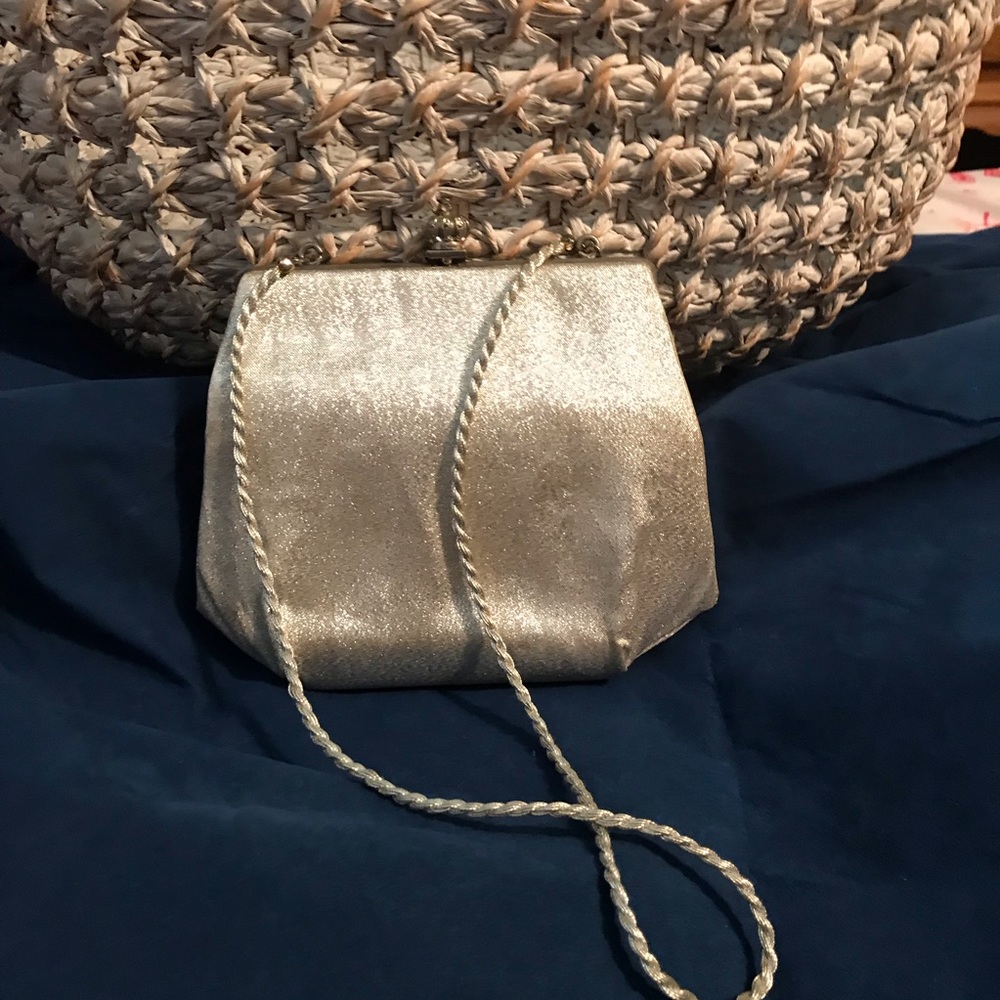 Silver clutch or shoulder purse